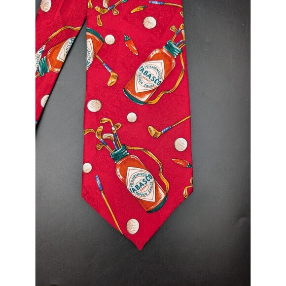Tabasco Golf 100% Silk Tie Hot Sauce Country Club Member Gift RARE - Picture 1 of 6